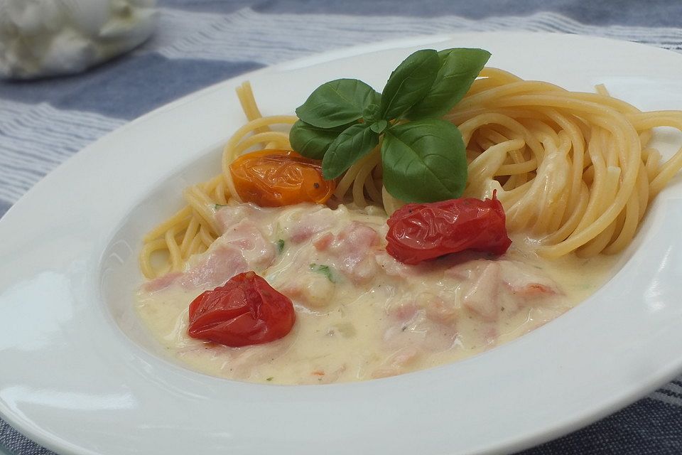 Spaghetti mit Schinken - Käse Sauce