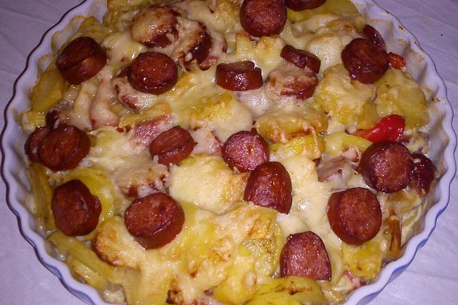 Überbackene Käsekartoffeln mit Cabanossi von kingsammy| Chefkoch