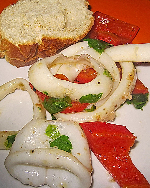 Tintenfischpfanne mit Paprika