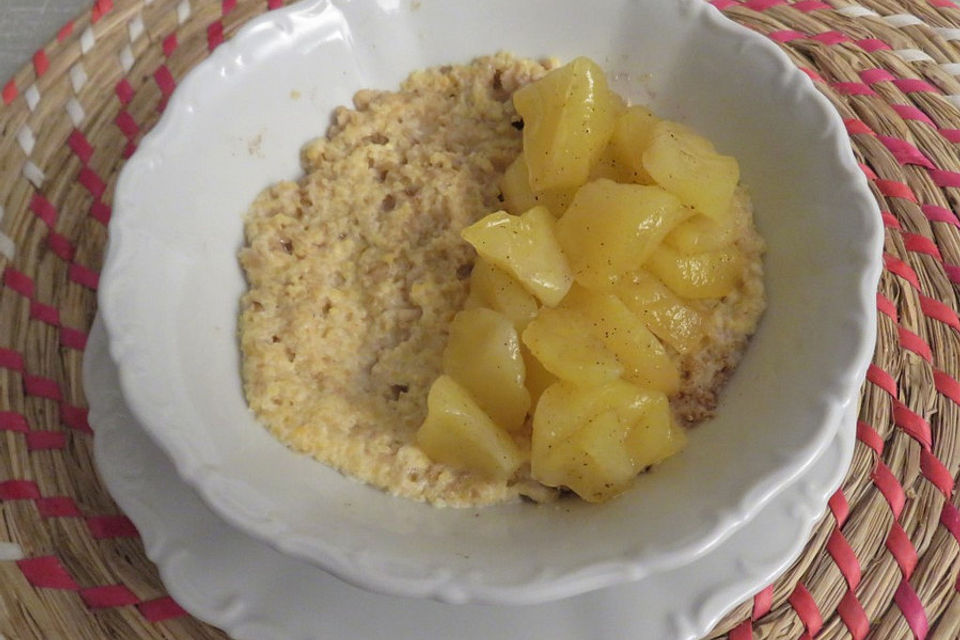 Haferbrei mit Apfel - Birnen - Kompott