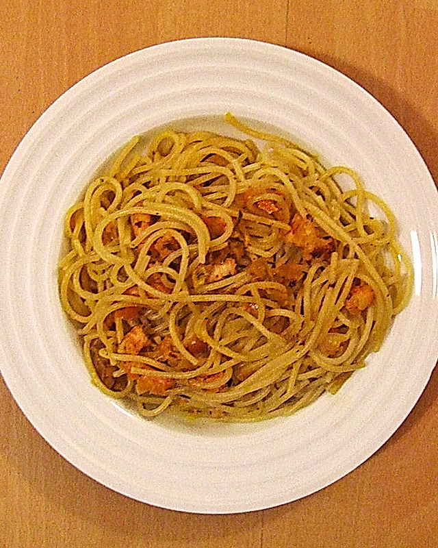 Spaghetti mit Orangen - Shrimpssoße