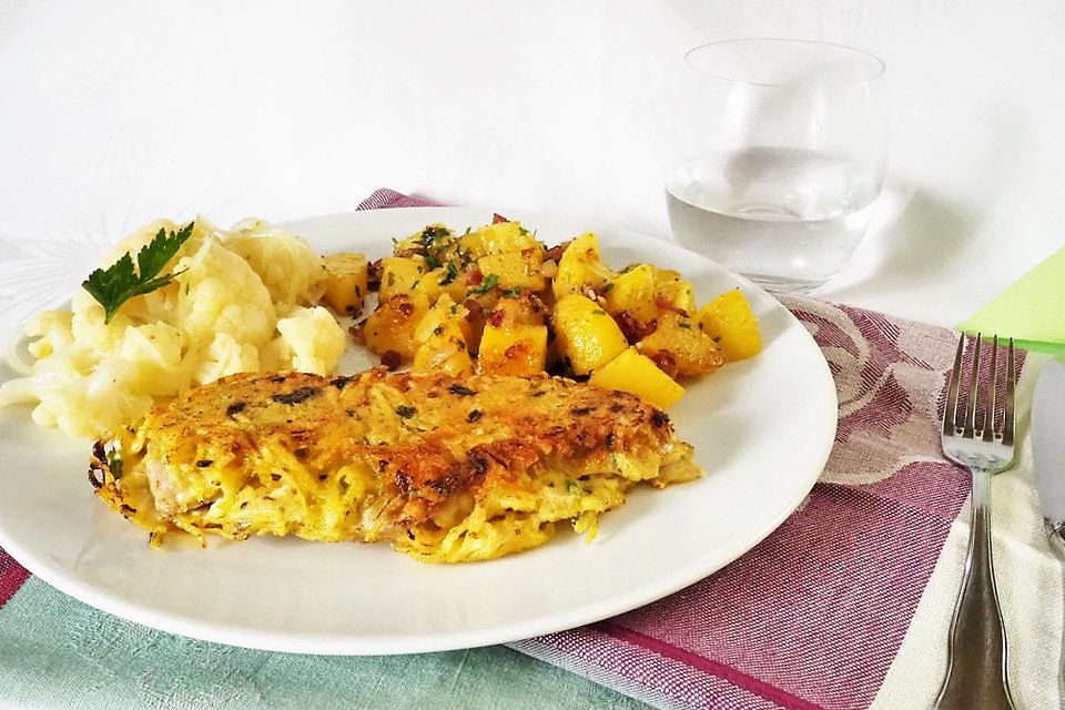 Albertos Schnitzel in der Kartoffel-Parmesan-Kräuterkruste