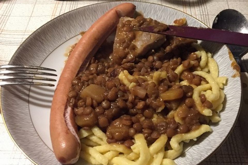 Linsen mit Spätzle