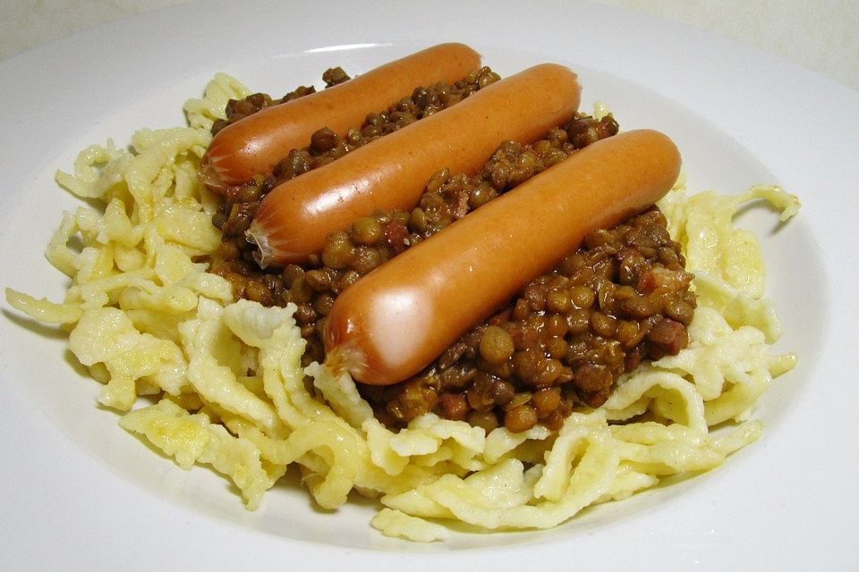 Linsen mit Spätzle