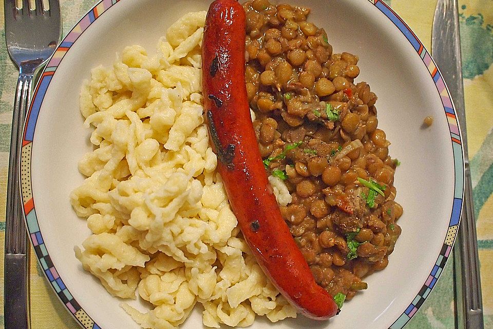 Linsen mit Spätzle