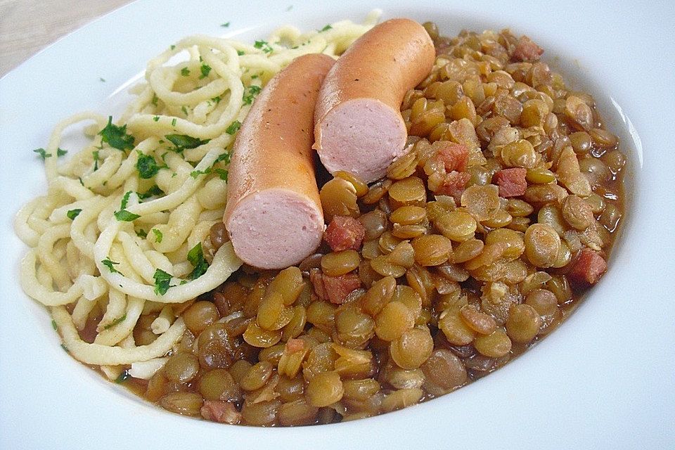 Linsen mit Spätzle