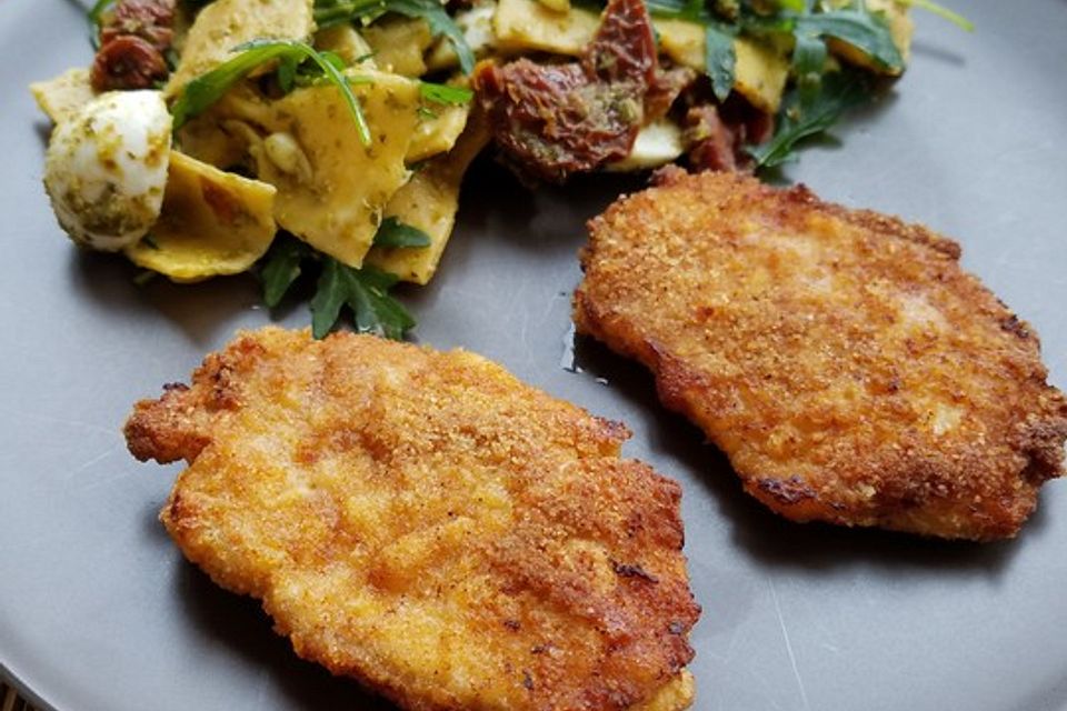 Panierte Schnitzel aus dem Backofen