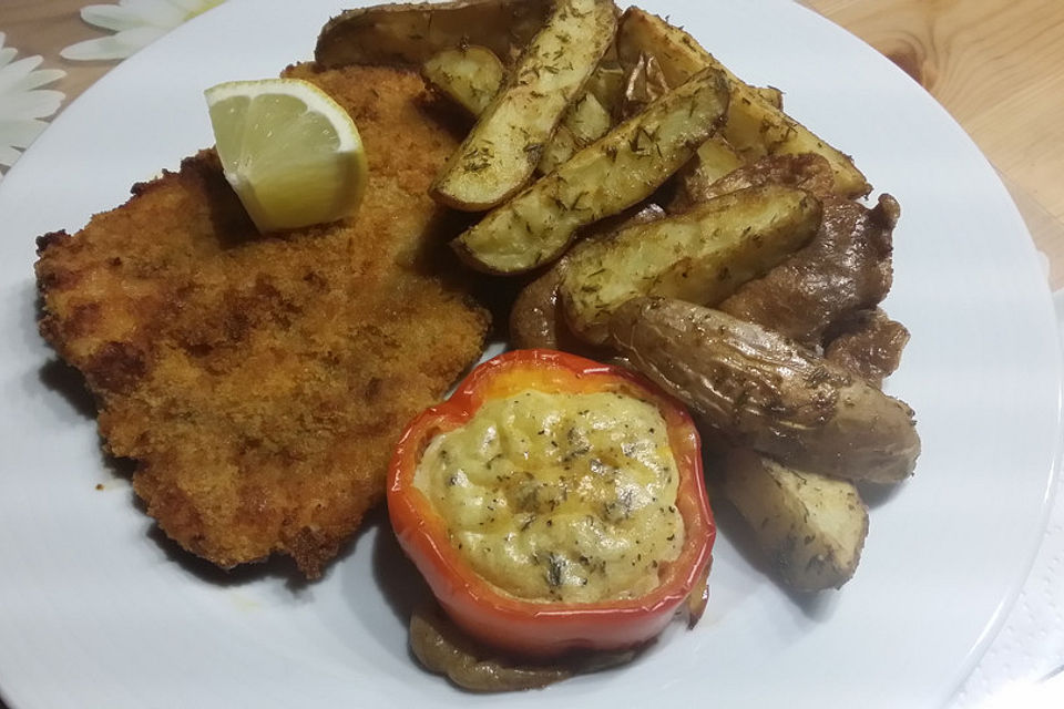 Panierte Schnitzel aus dem Backofen