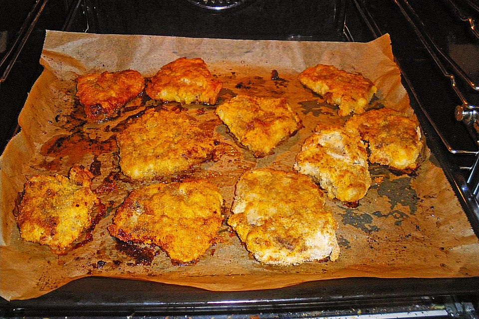 Panierte Schnitzel aus dem Backofen