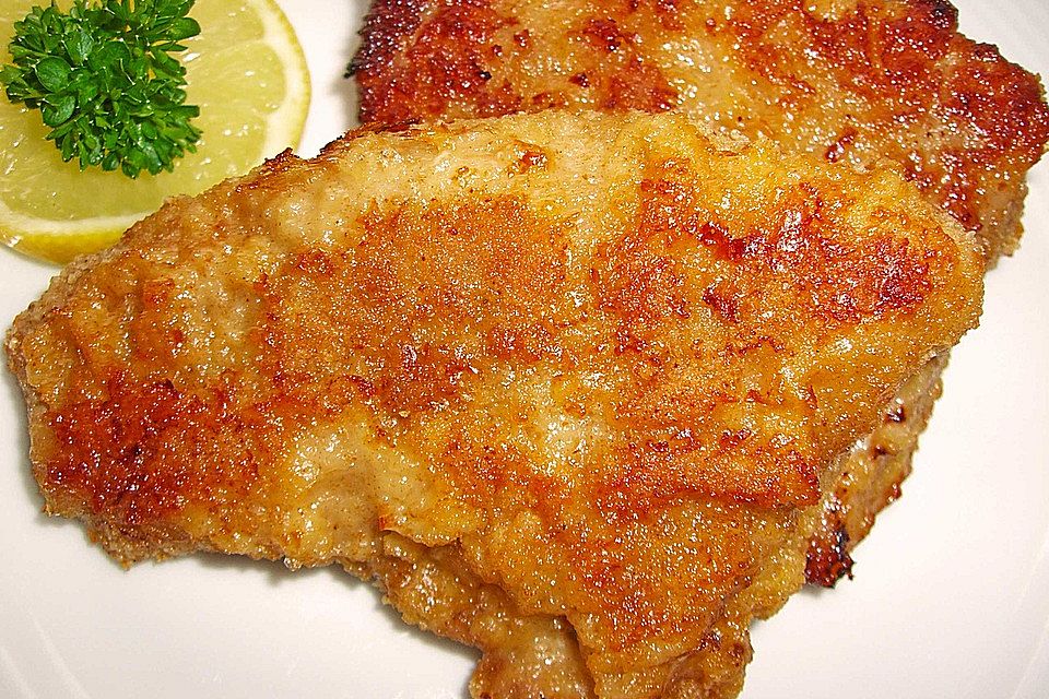 Panierte Schnitzel aus dem Backofen