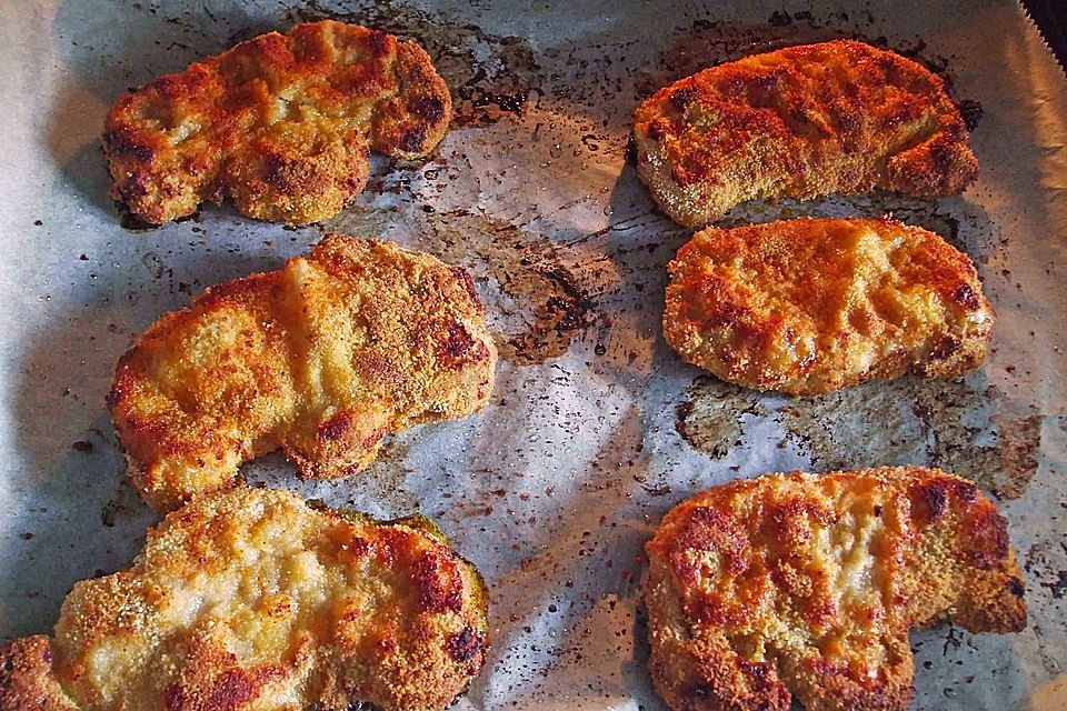 Panierte Schnitzel aus dem Backofen