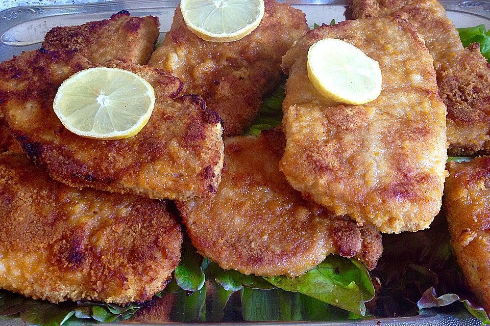 Panierte Schnitzel aus dem Backofen