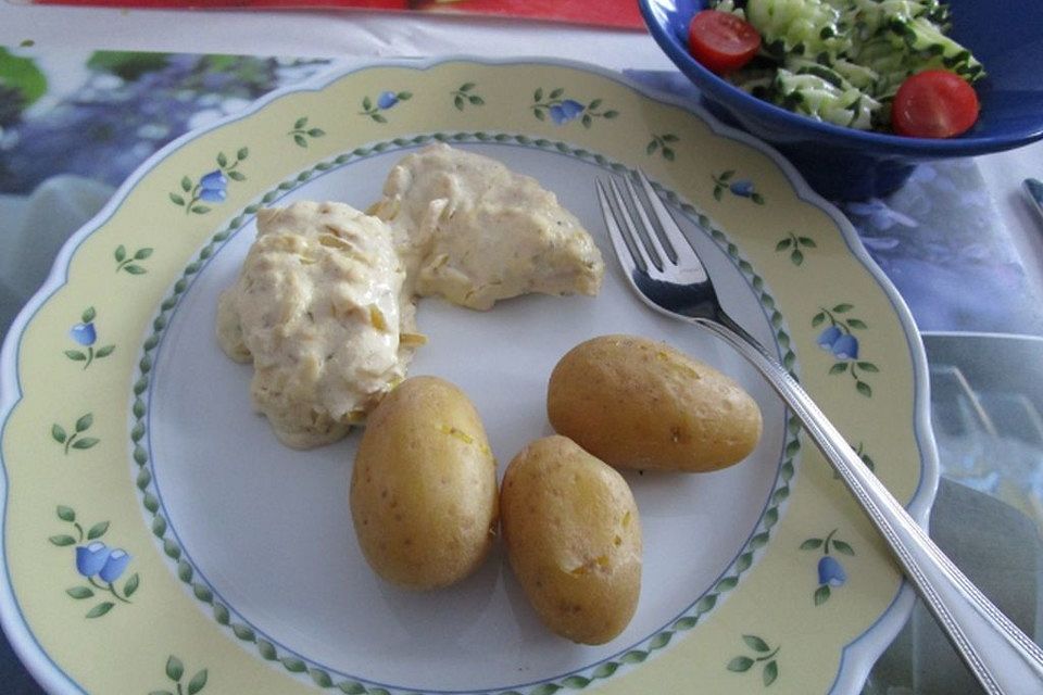 Minutensteaks vom Schwein in Frischkäse - Sahnesoße