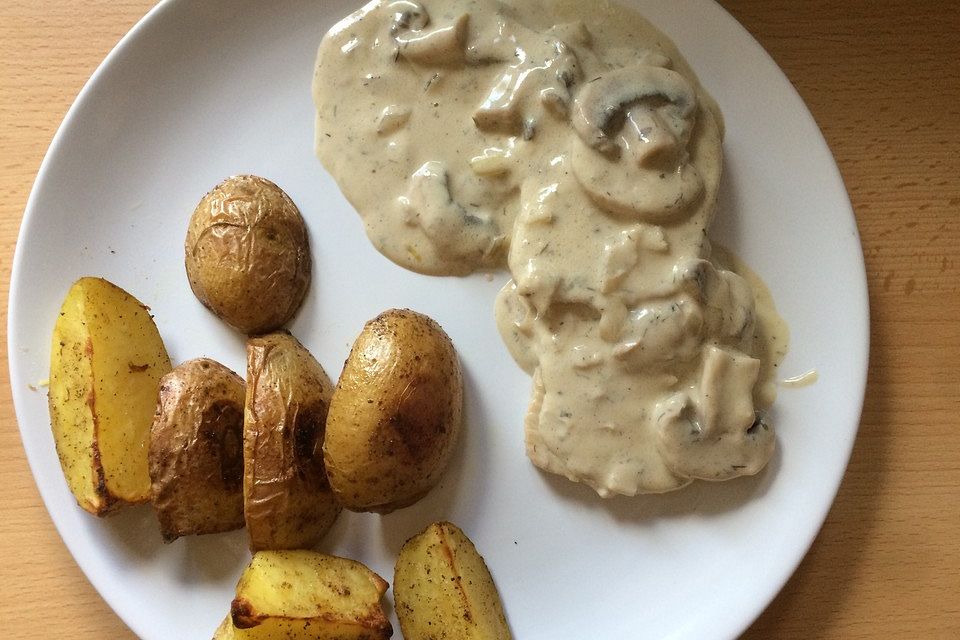 Minutensteaks vom Schwein in Frischkäse - Sahnesoße