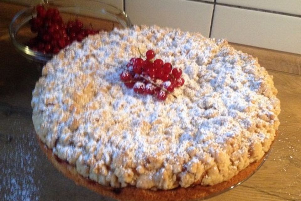 Ribisel-Topfen Kuchen mit Streuseln