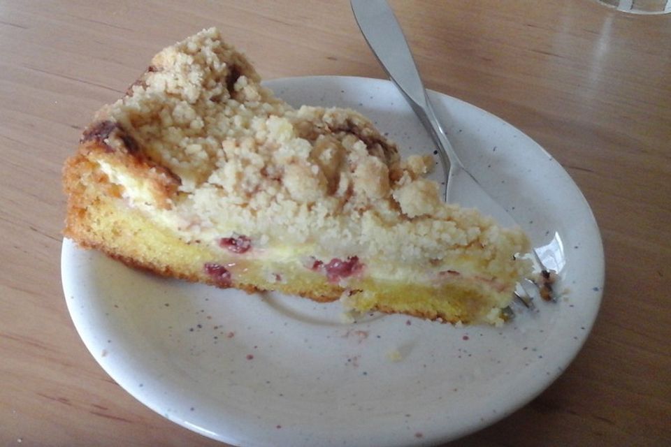 Ribisel-Topfen Kuchen mit Streuseln