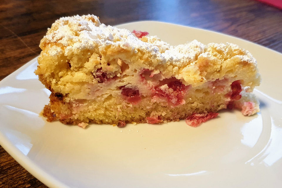 Ribisel-Topfen Kuchen mit Streuseln