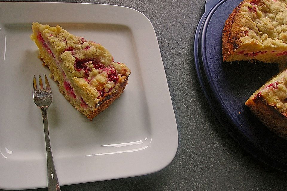 Ribisel-Topfen Kuchen mit Streuseln