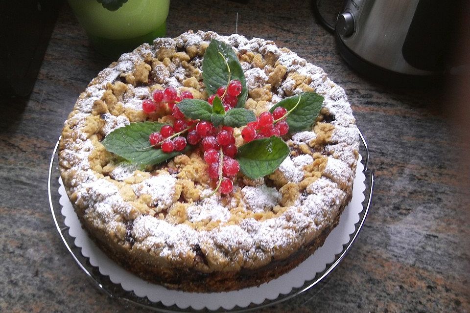 Ribisel-Topfen Kuchen mit Streuseln