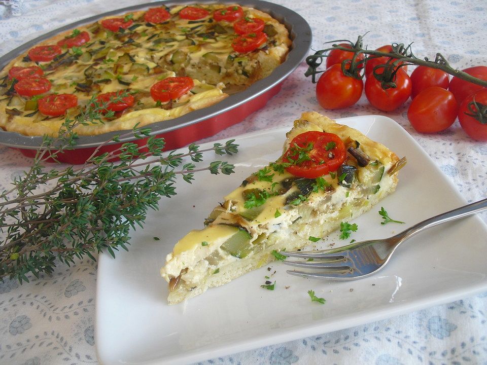 Gemüsekuchen mit Kirschtomaten und Zucchini von Wiktorija| Chefkoch