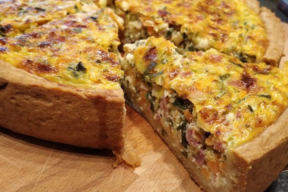 Quiche mit Schinken und Gemüse