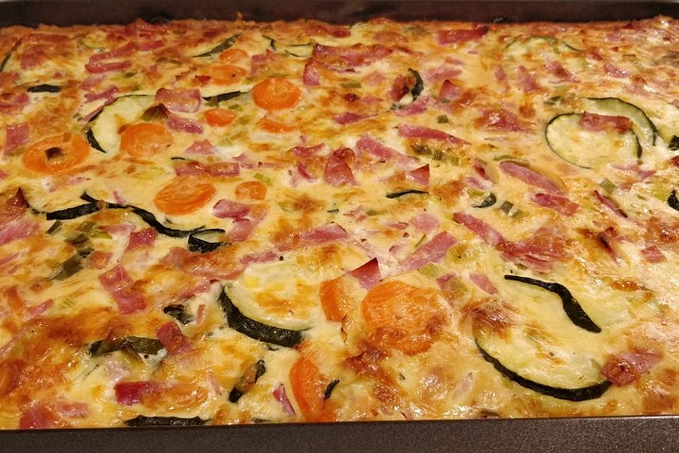 Quiche mit Schinken und Gemüse