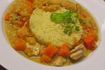 Hühner-Linsen-Curry mit Kürbis