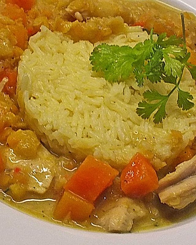 Hühner-Linsen-Curry mit Kürbis
