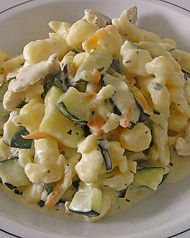Puten-Spätzle Pfanne mit Zucchini