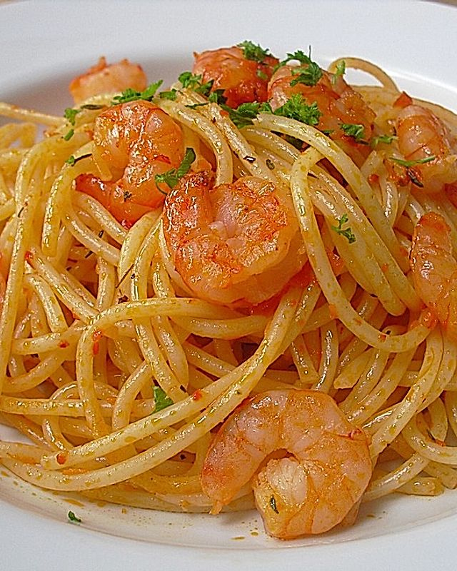Knoblauch-Garnelen-Spaghetti à la Jogi