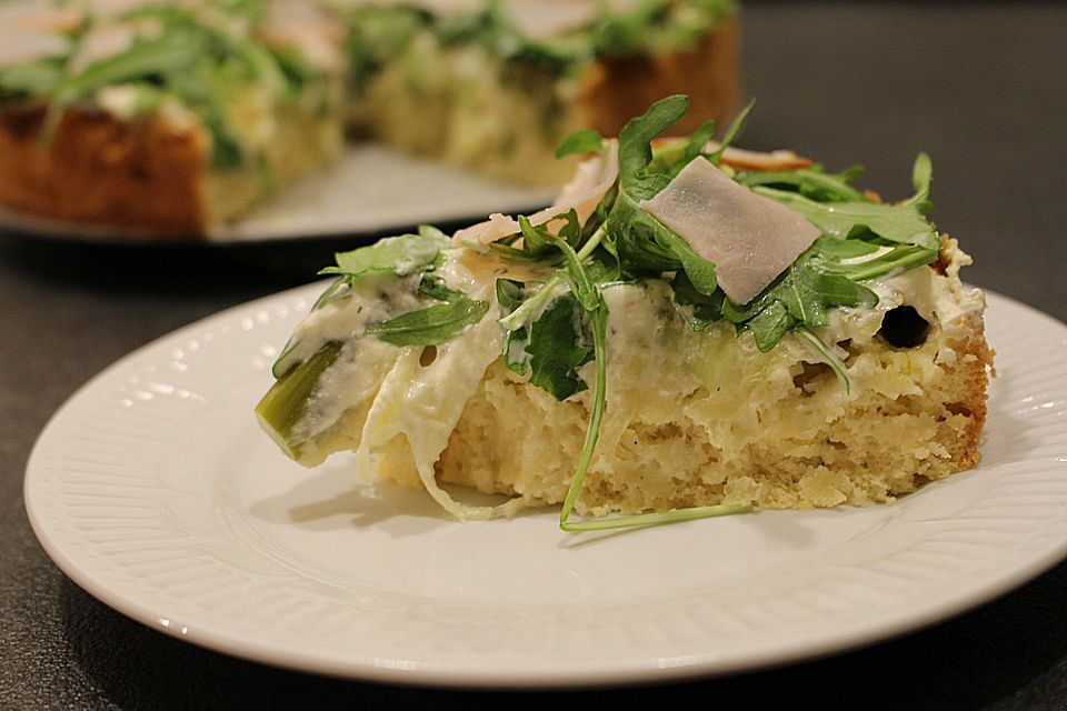 Spargelquiche mit Rucola / Rauke