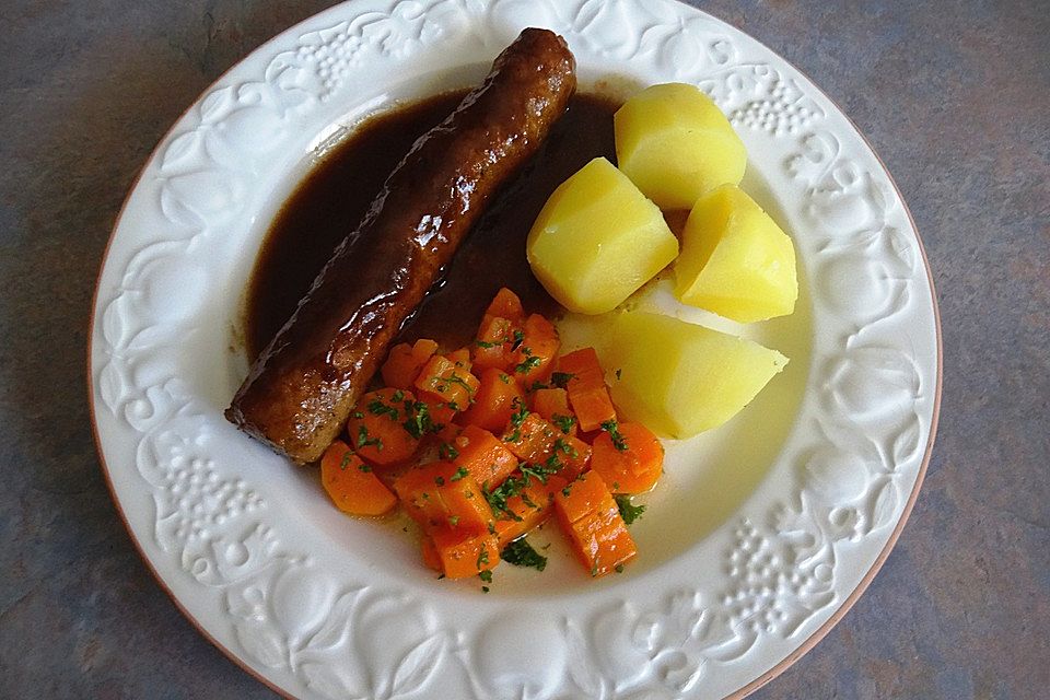 Bratwurst mit Biersoße Bratwurst mit Biersoße