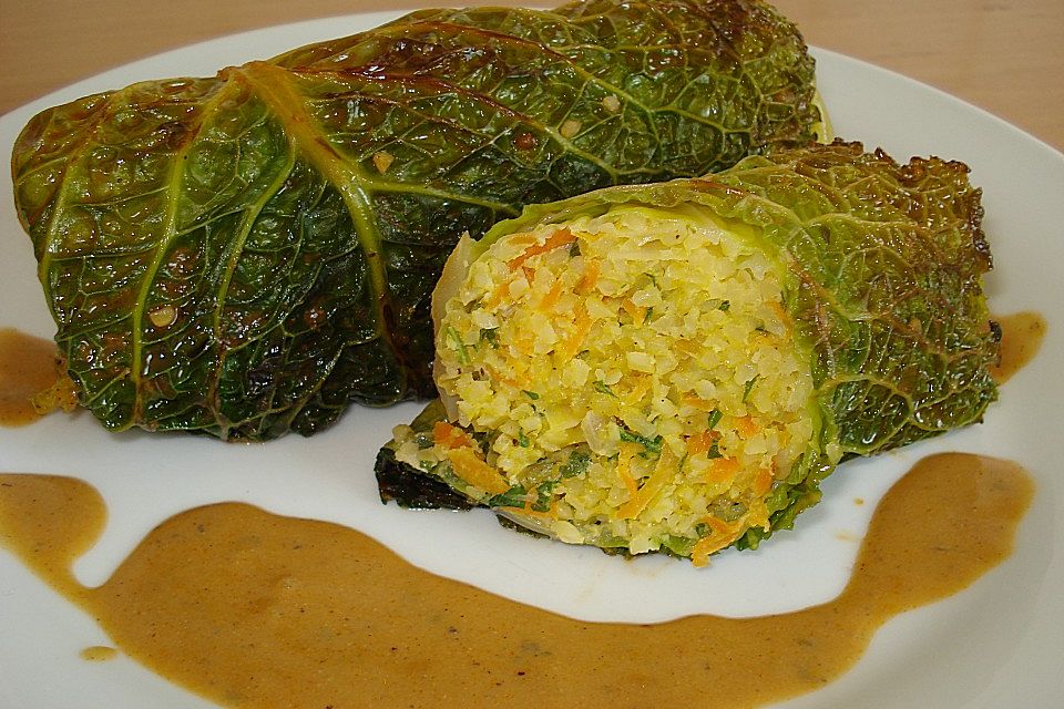 Wirsingroulade mit Bulgur