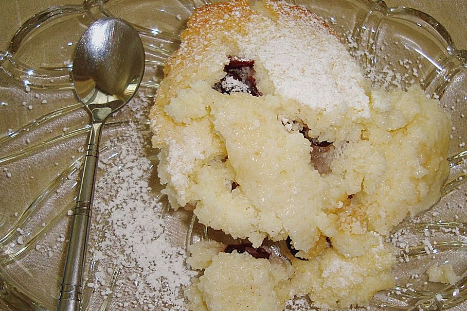 Grießauflauf mit Birnen und Cranberries