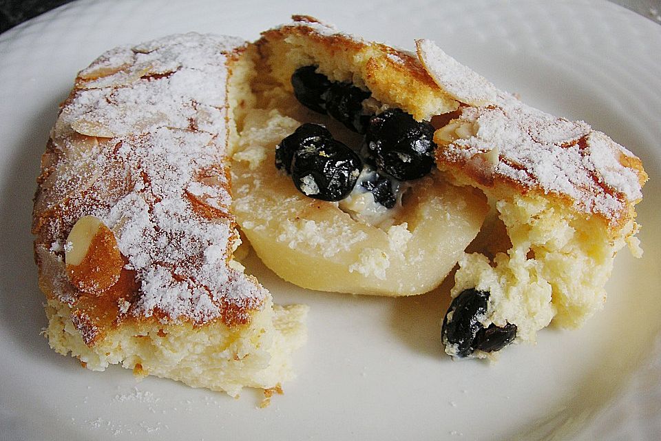 Grießauflauf mit Birnen und Cranberries