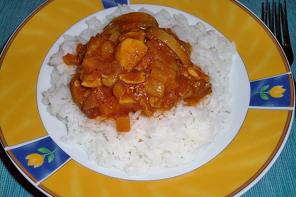 Hähnchenragout mit Reis