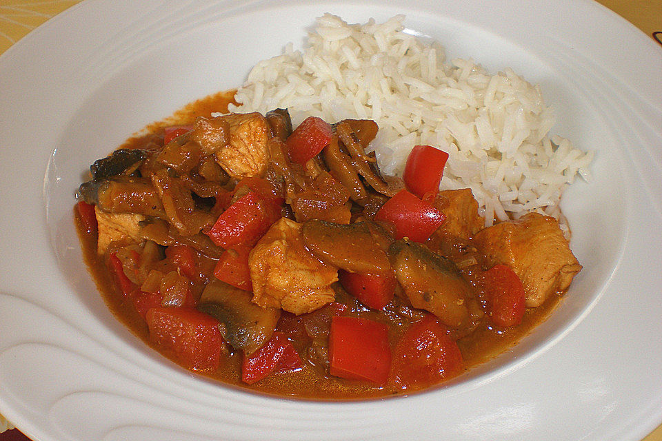 Hähnchenragout mit Reis