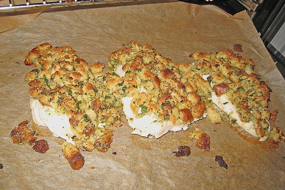 Fisch mit Brot-Kräuter Kruste