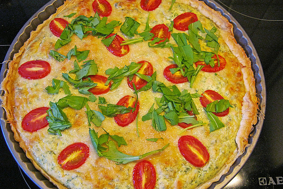 Rucola-Kräuter-Quiche mit oder ohne Lachs