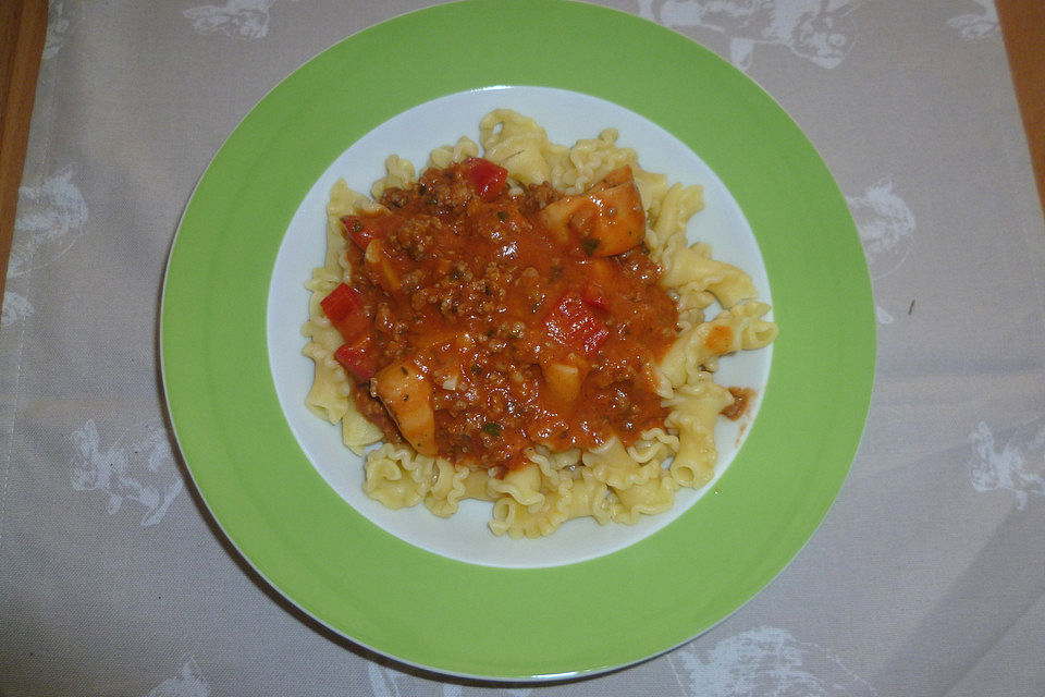 Champignons und Paprika mit Hackfleisch