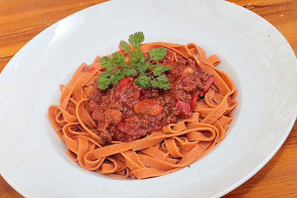 Champignons und Paprika mit Hackfleisch