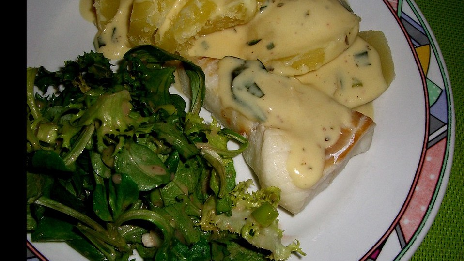 Gedünsteter Schellfisch mit Estragon-Senfsauce von Tickerix