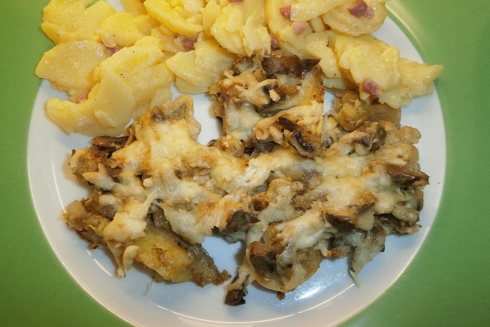 Maultaschen in Champignon-Rahm überbacken