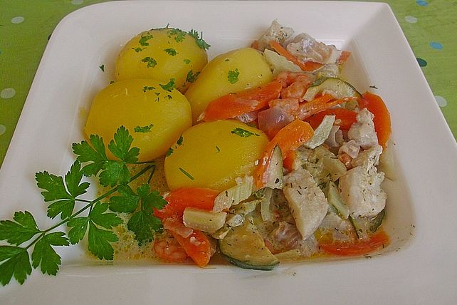 Fischpfanne mit Gemüse und Dill von JungleJulia| Chefkoch