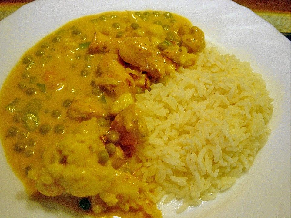 Hähnchenpfanne mit Blumenkohl und Erbsen von spacebunny| Chefkoch