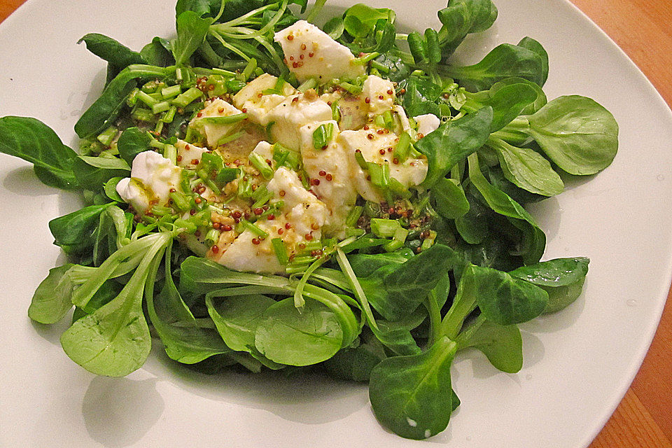 Marinierter Büffelmozzarella auf Feldsalat mit Feigen