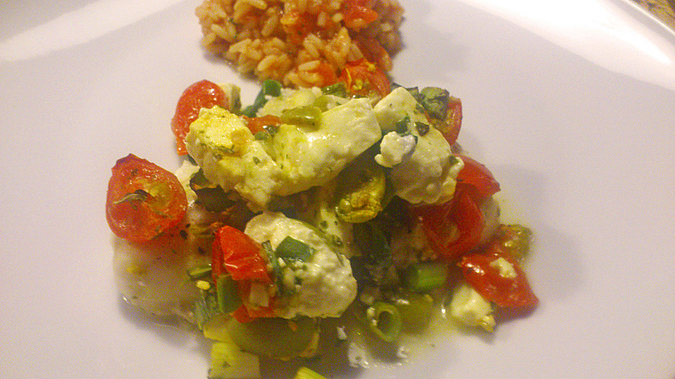 Überbackenes Fischfilet mit Schafskäse von JungleJulia