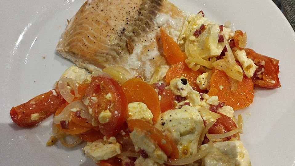 Überbackenes Fischfilet mit Schafskäse von JungleJulia