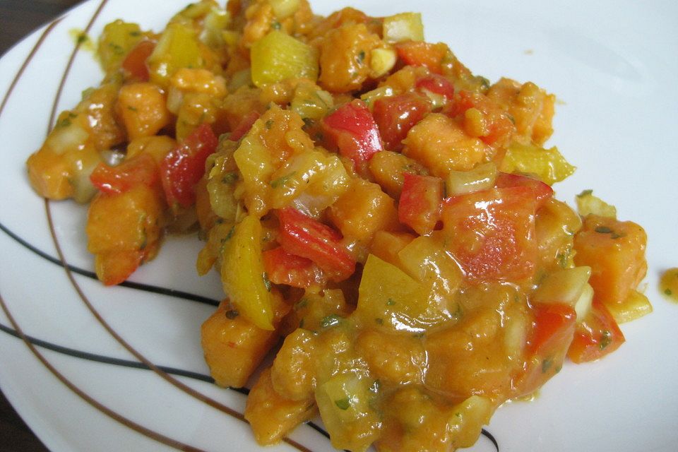 Süßkartoffelsalat mit Paprika und Ingwer