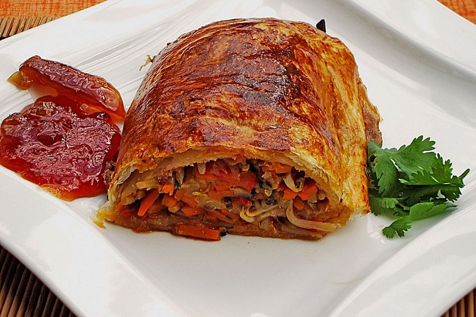 Vegetarischer Strudel im Asiastyle